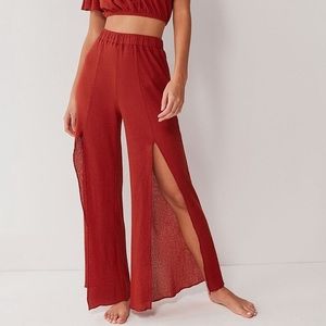 UO High Rise Slit Wide Flat Pants